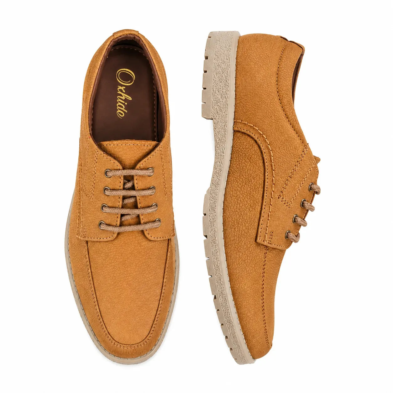 Leather Lace-Up Shoes -TR 2704 Tan