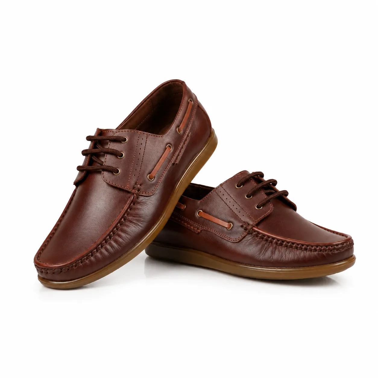 Brown Leather Boat Shoes -TR 1704 BROWN