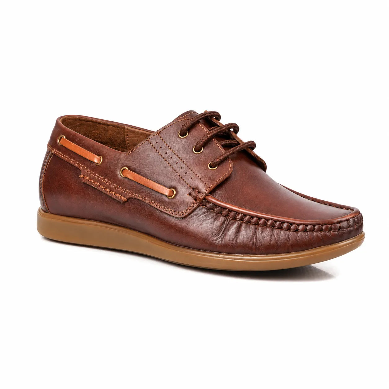 Brown Leather Boat Shoes -TR 1704 BROWN