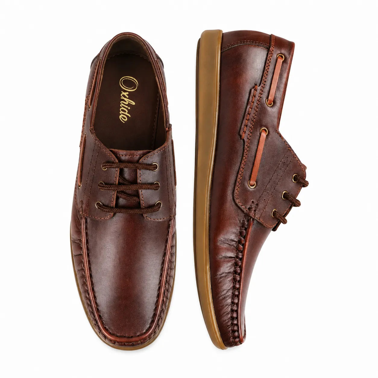 Brown Leather Boat Shoes -TR 1704 BROWN