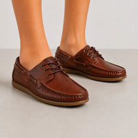 Brown Leather Boat Shoes -TR 1704 BROWN