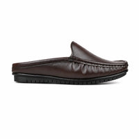 Brown Leather Back-Open Slip-On Shoes -TR 1406 BROWN