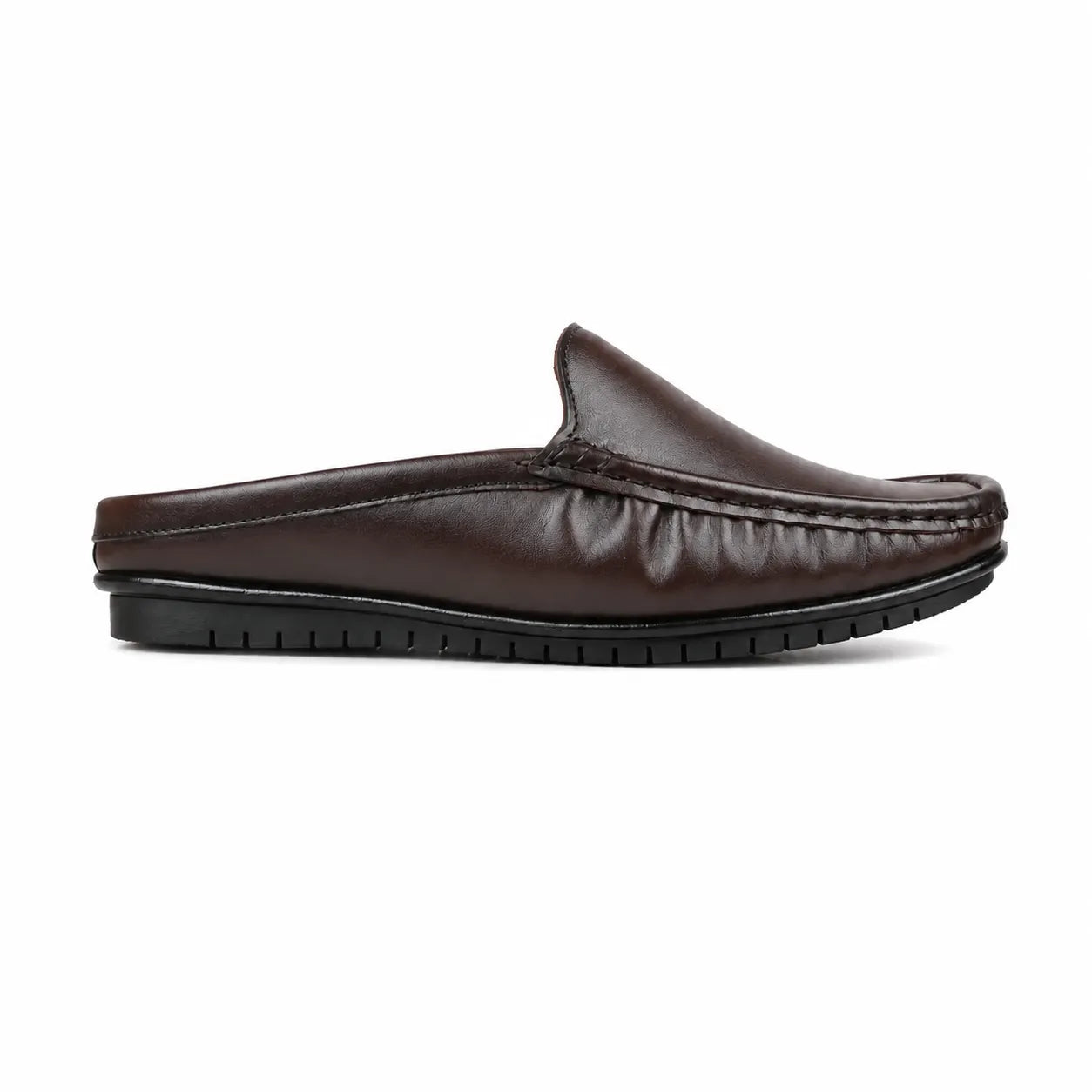 Brown Leather Back-Open Slip-On Shoes -TR 1406 BROWN