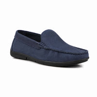 Navy Leather Slip-On Shoes-TR 1403 NAVY