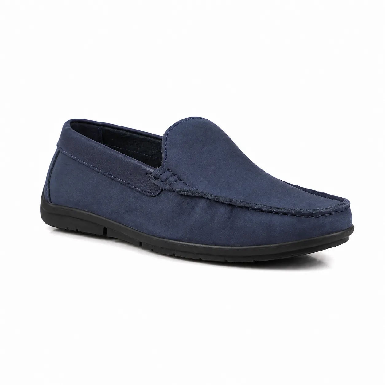 Navy Leather Slip-On Shoes-TR 1403 NAVY