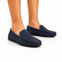 Navy Leather Slip-On Shoes-TR 1403 NAVY