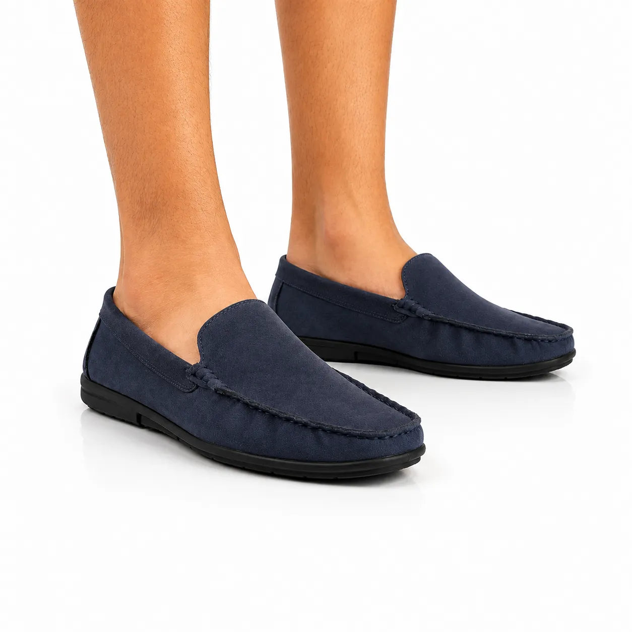 Navy Leather Slip-On Shoes-TR 1403 NAVY
