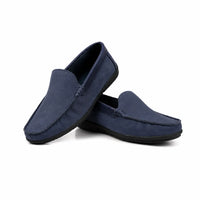 Navy Leather Slip-On Shoes-TR 1403 NAVY