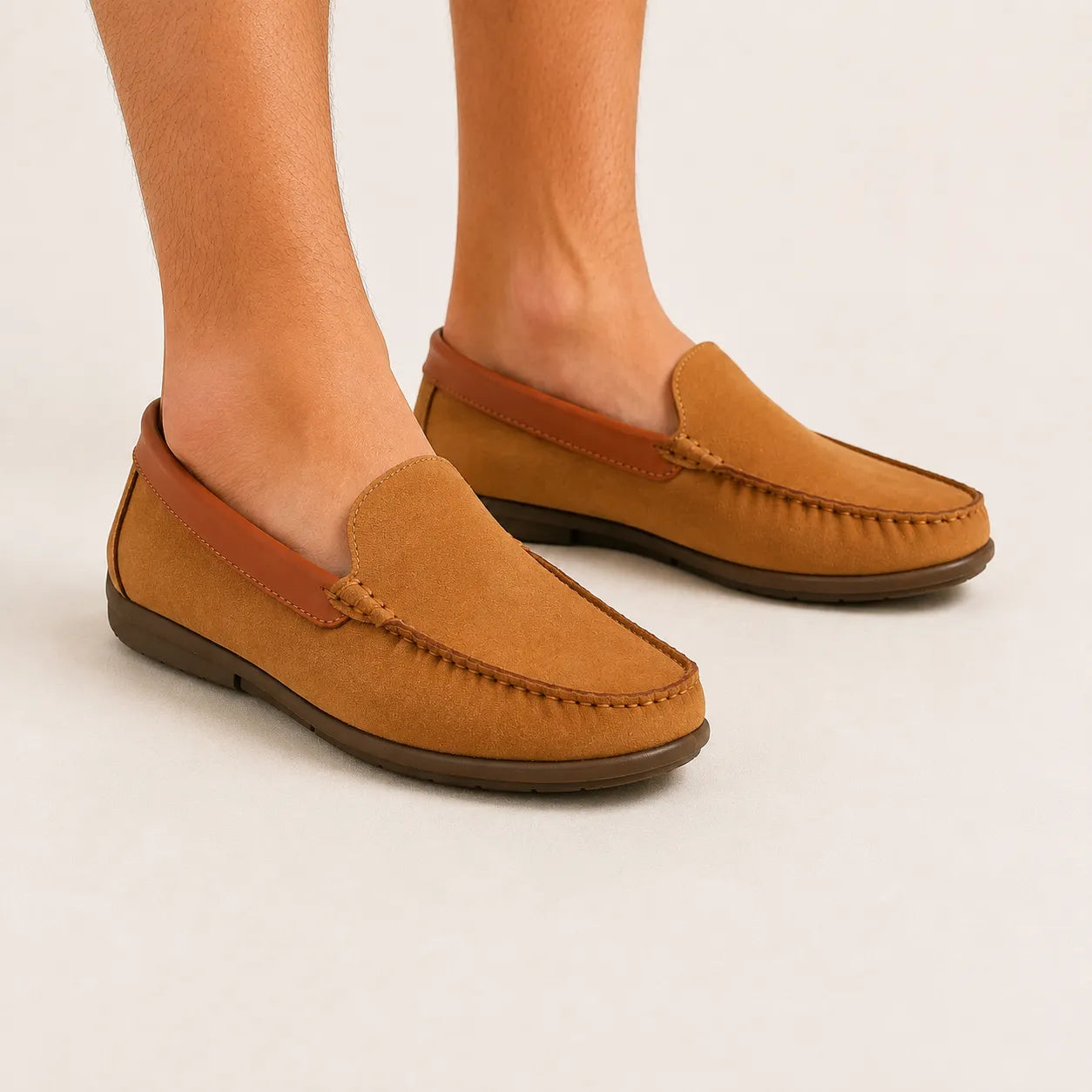 Leather Slip-On Shoes-TR 1403 Tan