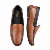 Brown Leather Slip-On Shoes-TR 1402 TAN