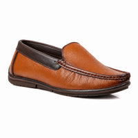Brown Leather Slip-On Shoes-TR 1402 TAN