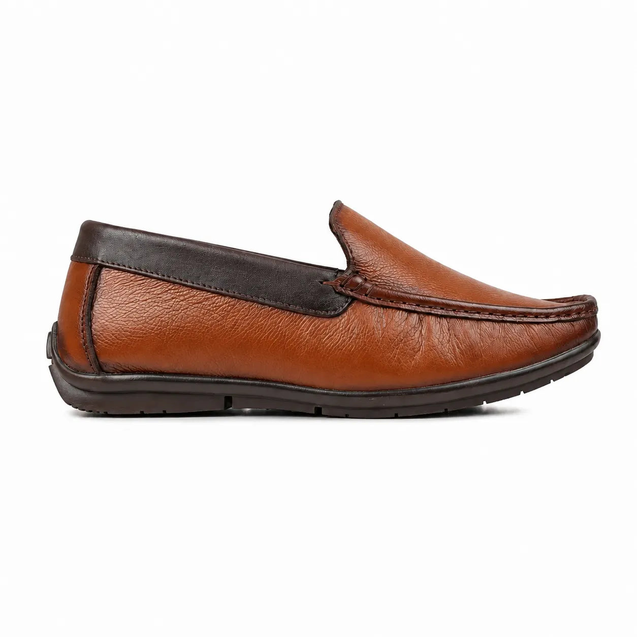 Brown Leather Slip-On Shoes-TR 1402 TAN