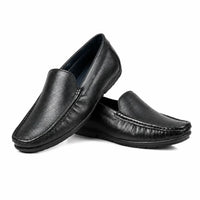 Oxhide Black Leather Slip-On Shoes-TR 1402 BLACK