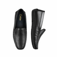 Oxhide Black Leather Slip-On Shoes-TR 1402 BLACK