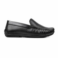 Oxhide Black Leather Slip-On Shoes-TR 1402 BLACK