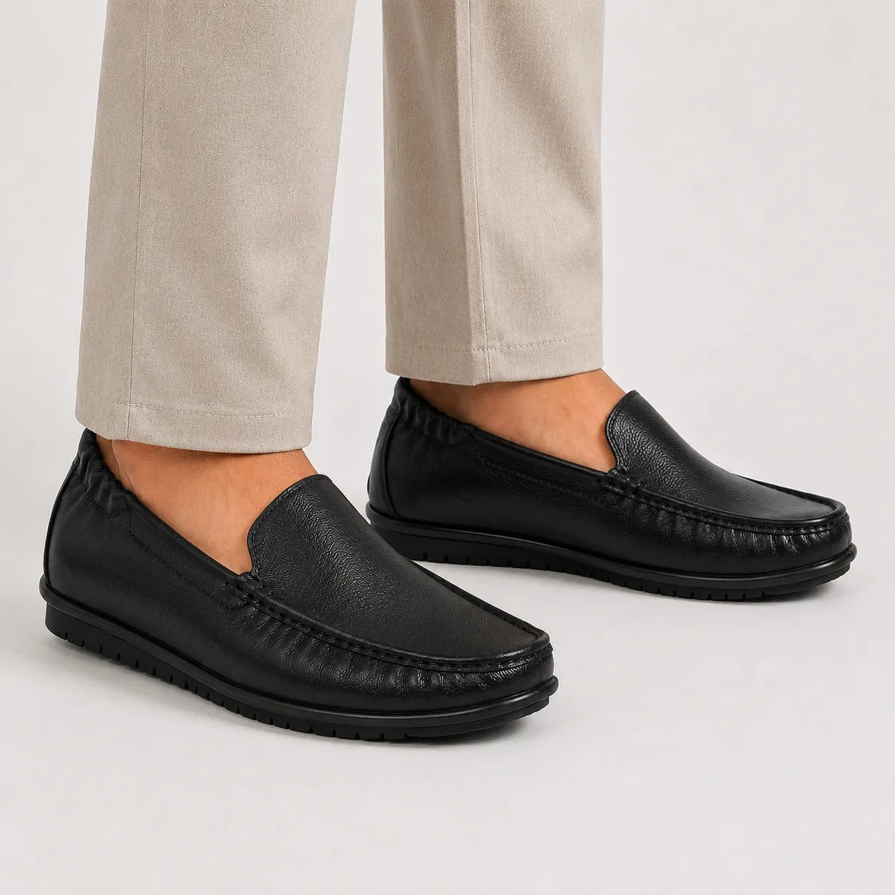 Oxhide Black Loafer Leather Shoes TR-1060-BLK