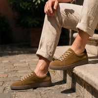 Tan Suede Leather Casual Sneakers-BOM-NEWTON1-BRN