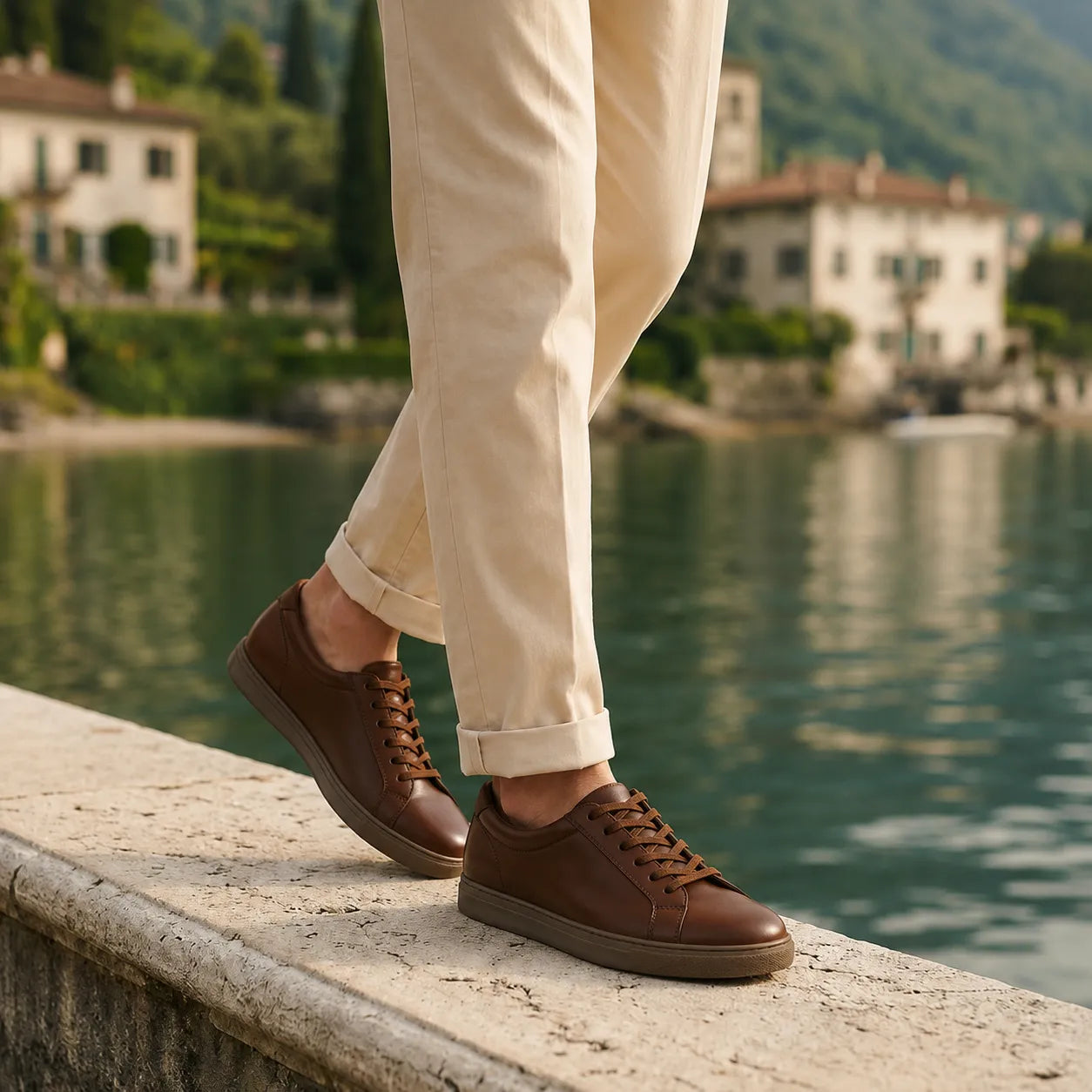 Brown Leather Casual Sneakers-BOM-NEWTON3-TAN