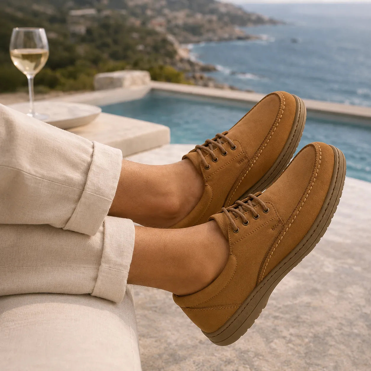 Leather Lace-Up Shoes-TR-6514 Tan