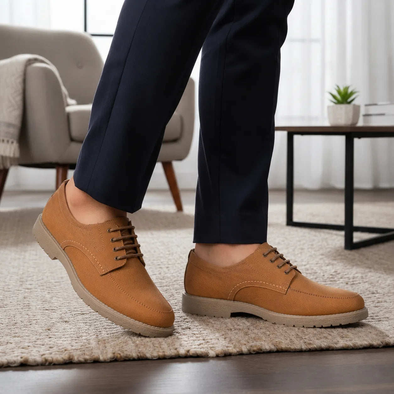 Leather Lace-Up Shoes -TR 2704 Tan