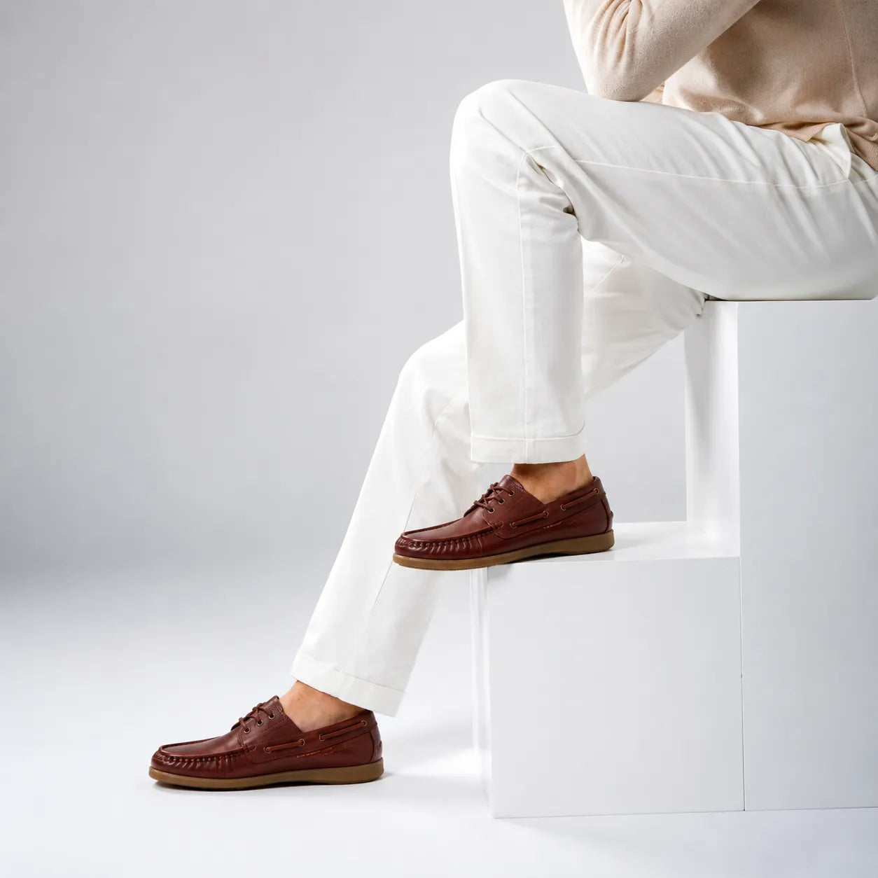 Brown Leather Boat Shoes -TR 1704 BROWN