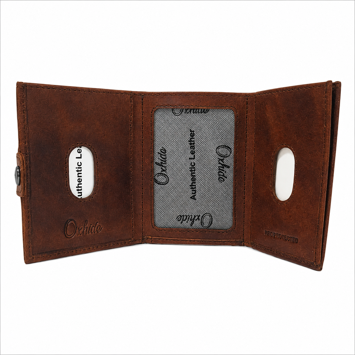 Oxhide Compact wallet in Vintage Leather in Brown colour-OXHIDE J0085 BROWN