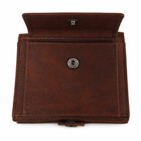 Oxhide Compact wallet in Vintage Leather in Brown colour with coin pouch-OXHIDE J0086 BROWN