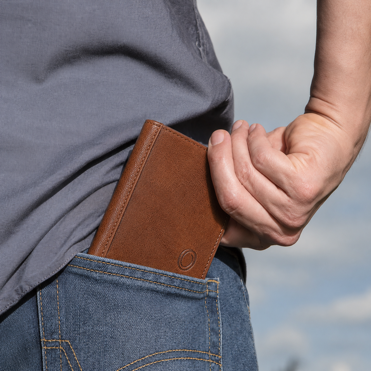 Oxhide Real leather slim - minimalist wallet -SD11 Brown