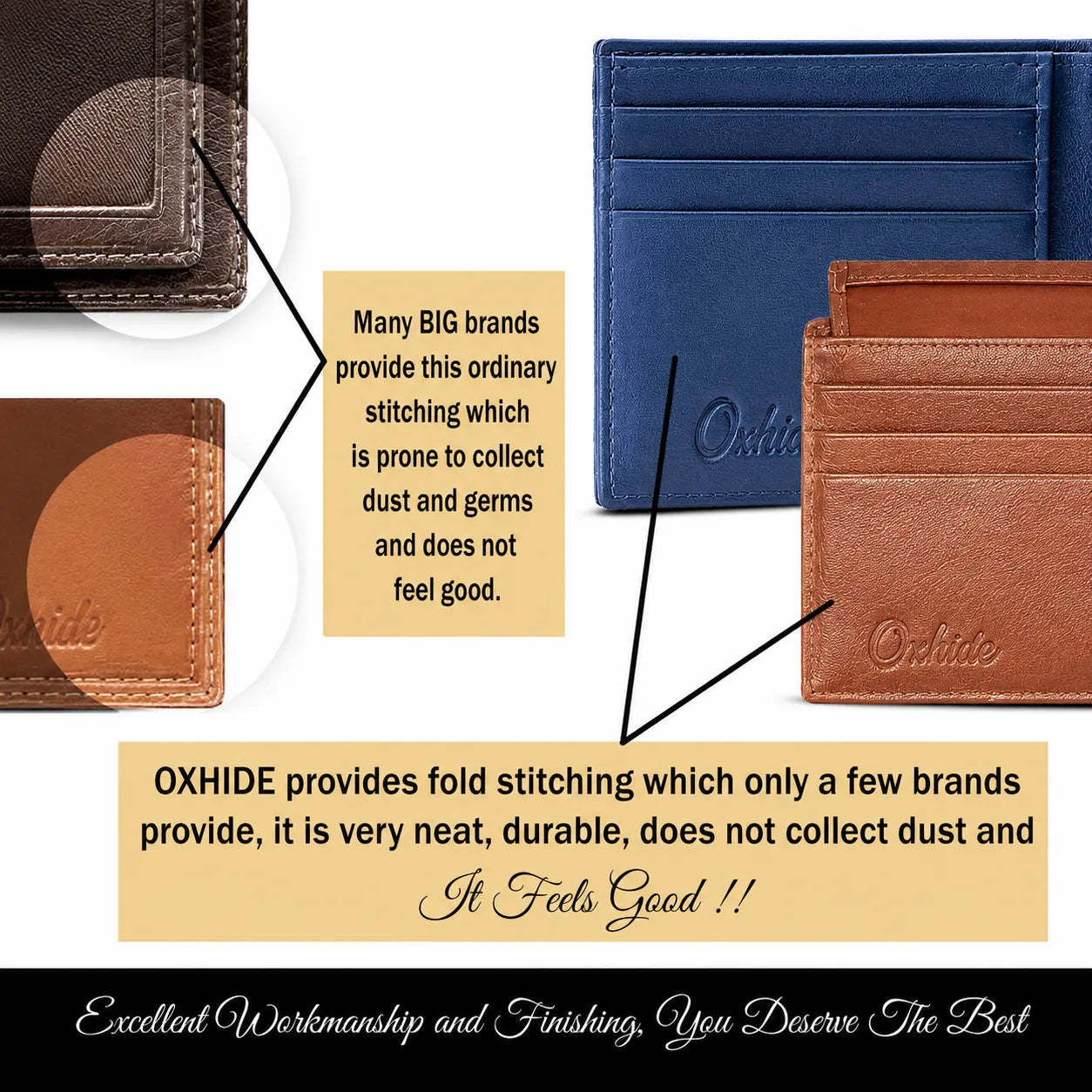 Leather Wallet For Men - Bifold Wallet - Full Grain Leather Wallet - Black Wallet - Oxhide