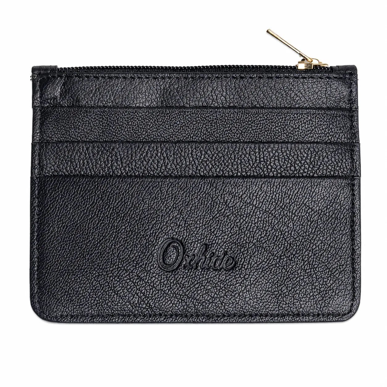 Leather Card Holder with Zip - Leather cardholder - Leather Card Case - Leather Coin Pouch - Card Sleeve - Oxhide 4165 BLACK