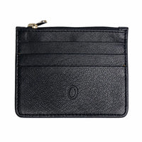 Leather Card Holder with Zip - Leather cardholder - Leather Card Case - Leather Coin Pouch - Card Sleeve - Oxhide 4165 BLACK