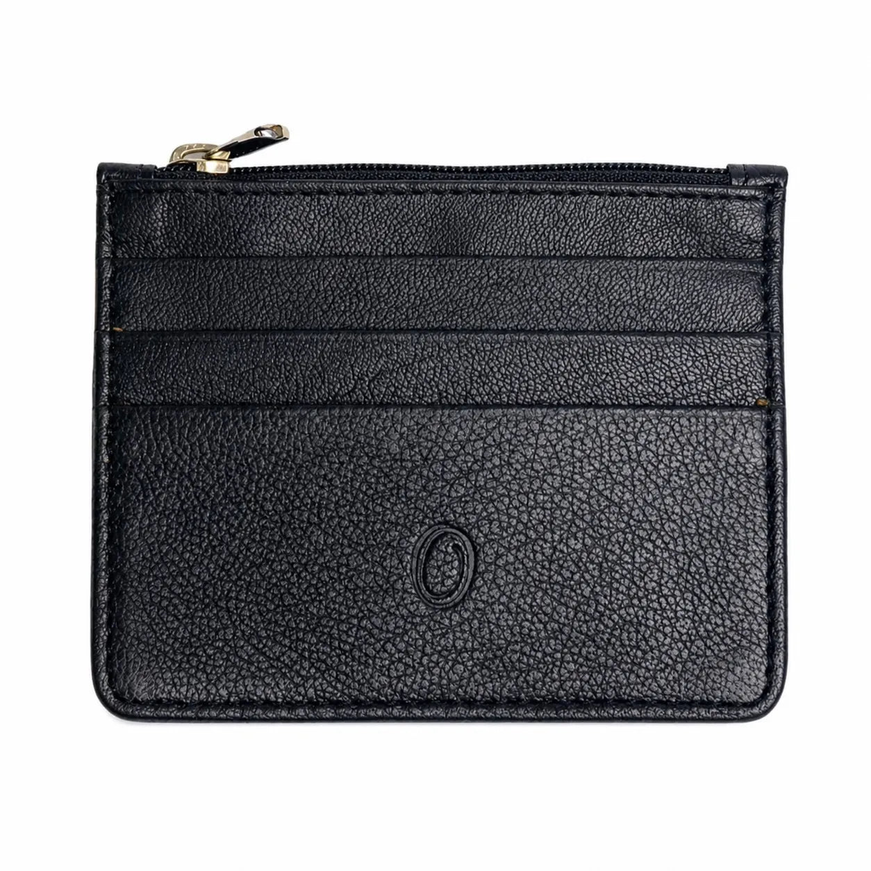 Leather Card Holder with Zip - Leather cardholder - Leather Card Case - Leather Coin Pouch - Card Sleeve - Oxhide 4165 BLACK