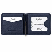 Money Clip Wallet Men - Full Grain Leather wallet - MC01 Oxhide Blue