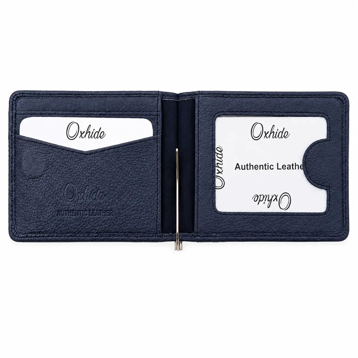 Money Clip Wallet Men - Full Grain Leather wallet - MC01 Oxhide Blue
