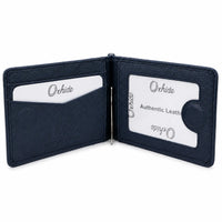 Money Clip Wallet Men - Full Grain Leather wallet - MC01 Oxhide Blue