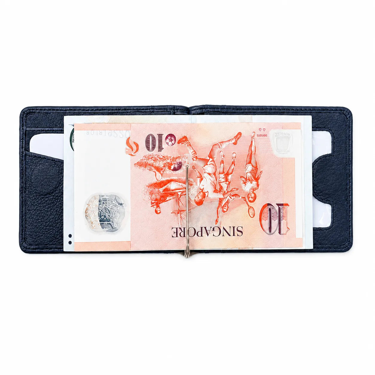 Money Clip Wallet Men - Full Grain Leather wallet - MC01 Oxhide Blue