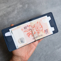 Money Clip Wallet Men - Full Grain Leather wallet - MC01 Oxhide Blue