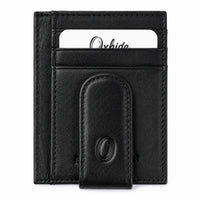 Money Clip Wallet Men Slim-Cardholder - Bifold Thin Wallet - Full Grain Leather Wallet  - Black Wallet -ER13 Oxhide Black