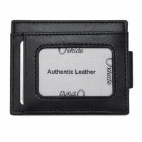Money Clip Wallet Men Slim-Cardholder - Bifold Thin Wallet - Full Grain Leather Wallet  - Black Wallet -ER13 Oxhide Black