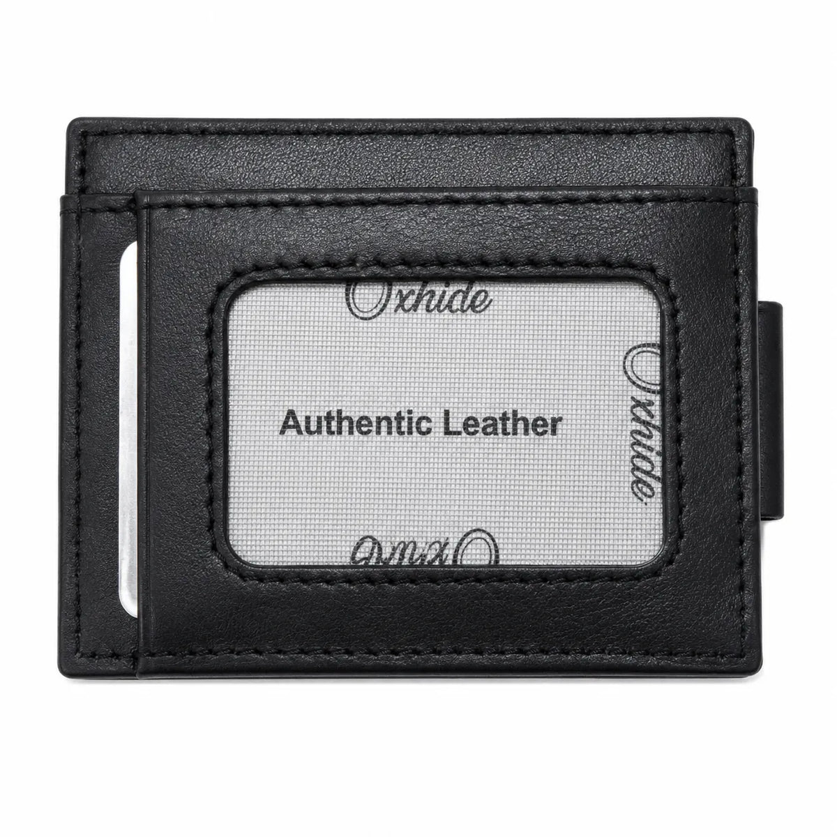 Money Clip Wallet Men Slim-Cardholder - Bifold Thin Wallet - Full Grain Leather Wallet  - Black Wallet -ER13 Oxhide Black
