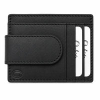 Money Clip Wallet Men Slim-Cardholder - Bifold Thin Wallet - Full Grain Leather Wallet  - Black Wallet -ER13 Oxhide Black