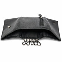 Key Wallet Coin Pouch - Leather Key Pouch -Black Leather Coin Pouch - Leather Coin Case - Oxhide J0023 Black