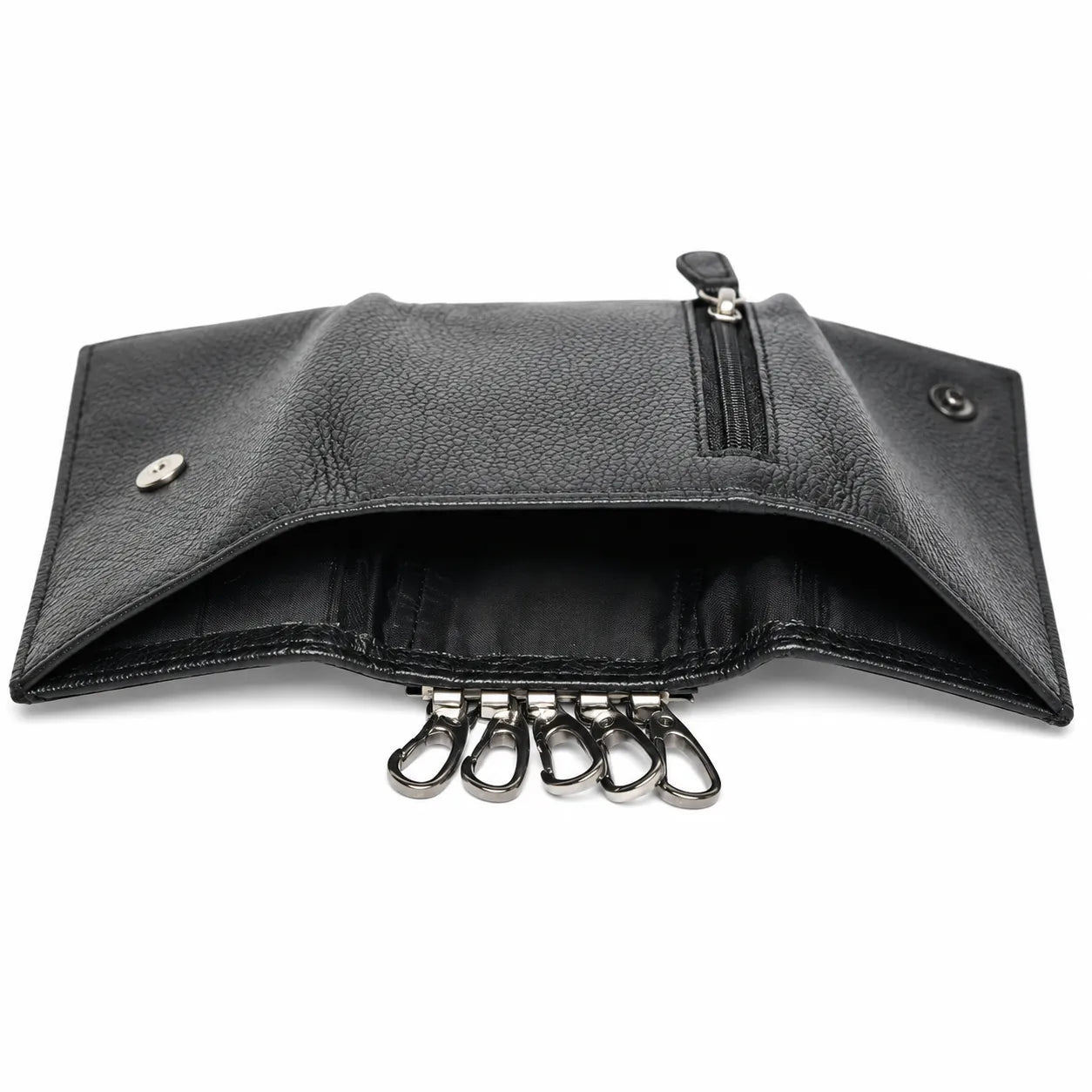 Key Wallet Coin Pouch - Leather Key Pouch -Black Leather Coin Pouch - Leather Coin Case - Oxhide J0023 Black