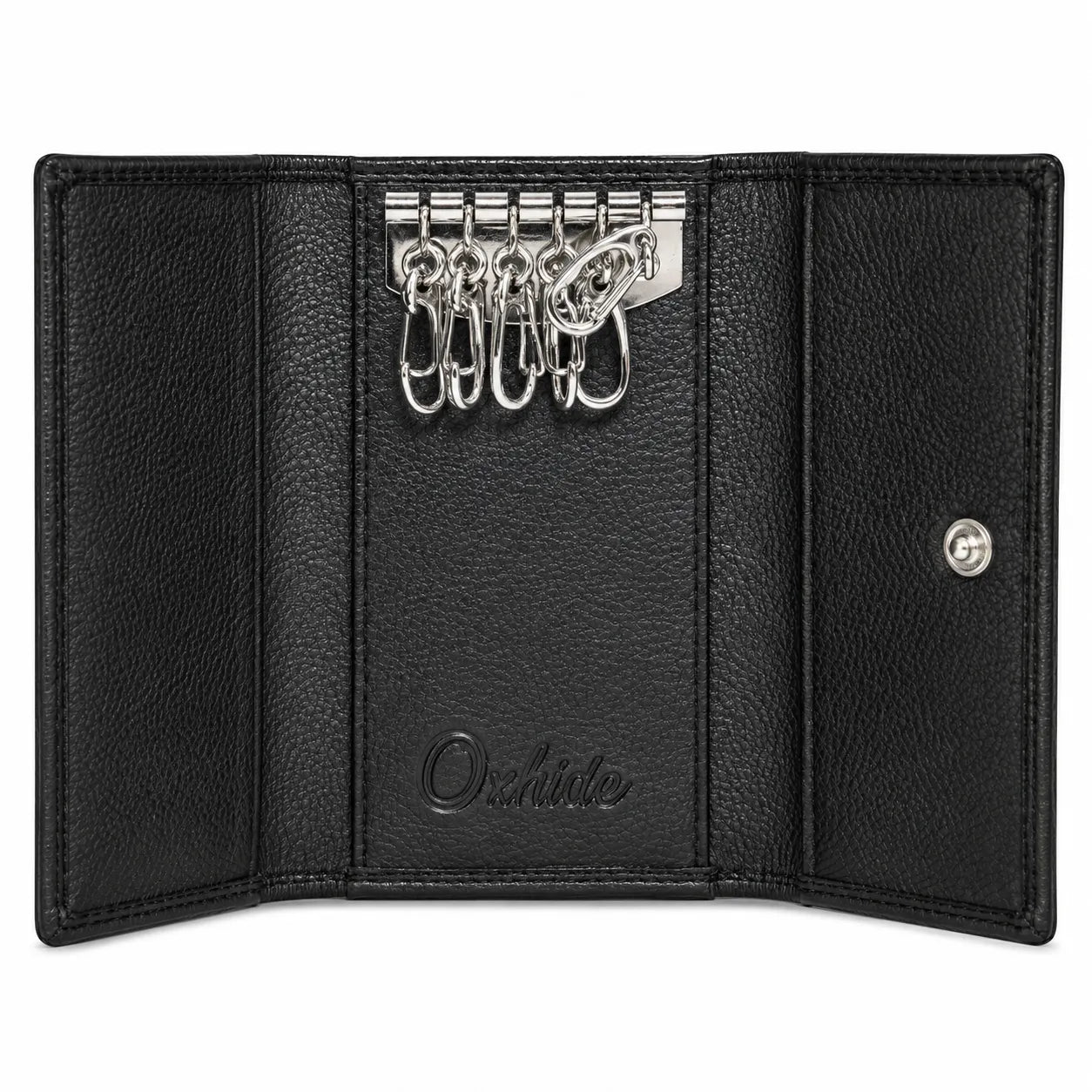 Key Wallet Coin Pouch - Leather Key Pouch -Black Leather Coin Pouch - Leather Coin Case - Oxhide J0023 Black