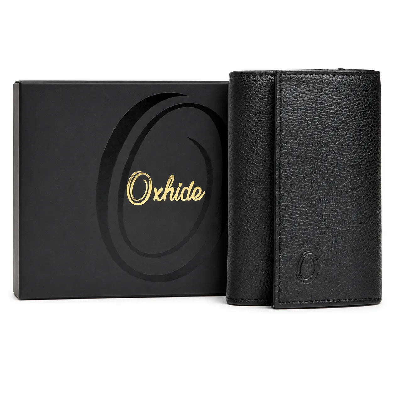 Key Wallet Coin Pouch - Leather Key Pouch -Black Leather Coin Pouch - Leather Coin Case - Oxhide J0023 Black