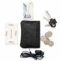 Leather Key Pouch - Leather Coin Pouch - Leather Coin Case - Leather Pouch - Card Sleeve - Multipurpose Pouch - Oxhide 4427 BLACK