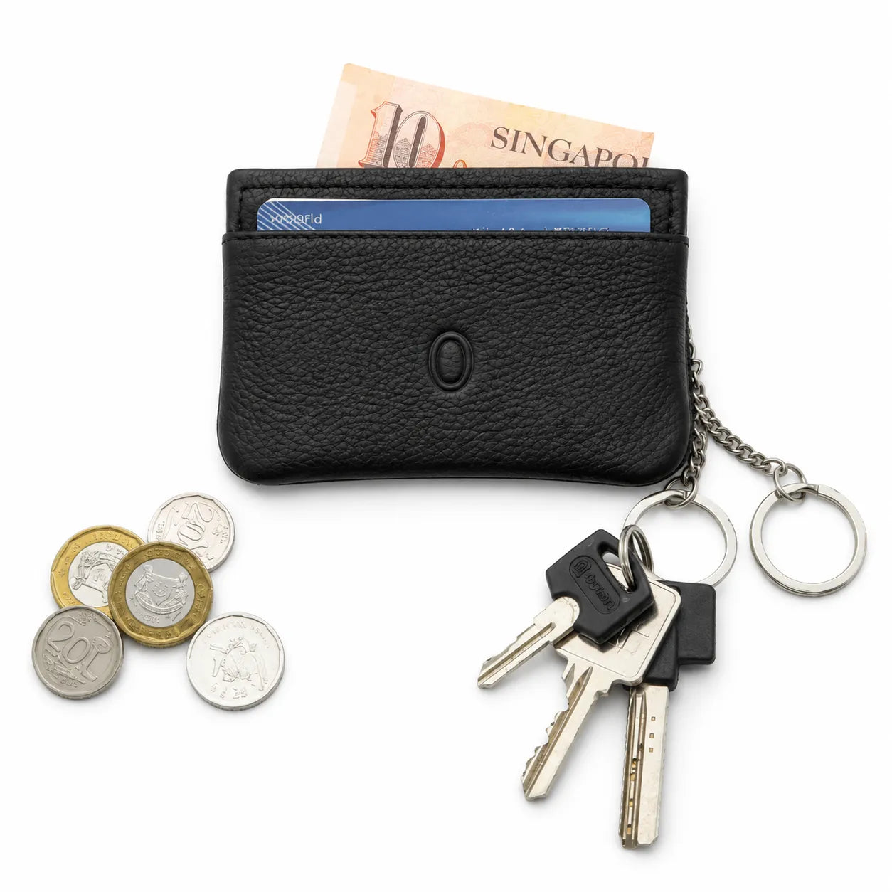 Leather Key Pouch - Leather Coin Pouch - Leather Coin Case - Leather Pouch - Card Sleeve - Multipurpose Pouch - Oxhide 4427 BLACK