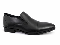 Black Leather Formal Slip-On Shoes -BOM-11635-BLK