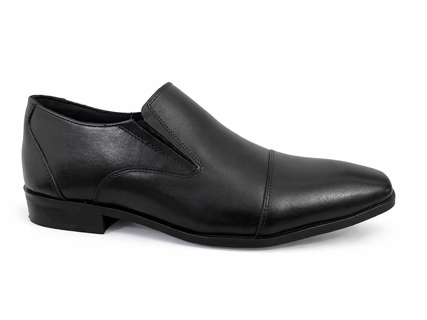 Black Leather Formal Slip-On Shoes -BOM-11635-BLK