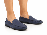 Navy Leather Slip-On Shoes-TR 1403 NAVY